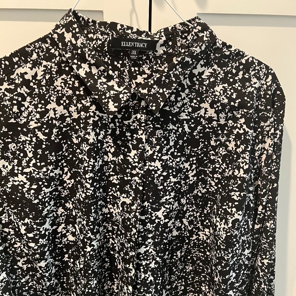 Ellen Tracy, Black and white marble pattern, shirt, size 3X
